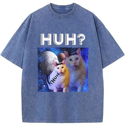 Tokyo-Assassin Funny Meme Huh Cat Washed T-Shirt-Tokyo-Assassin