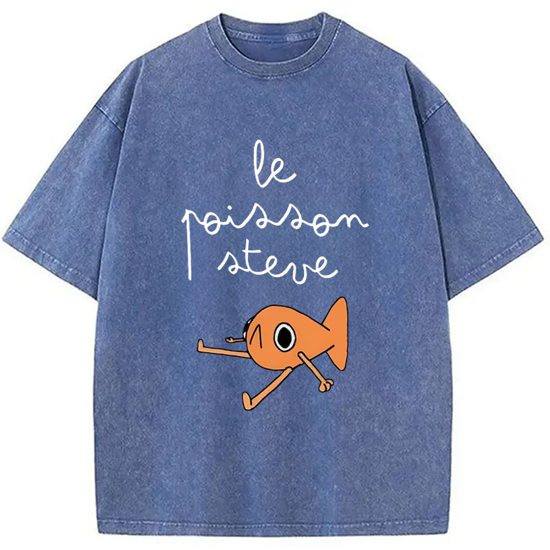 Tokyo-Assassin Le Poisson Steve Funny Meme  Washed T-Shirt-Tokyo-Assassin