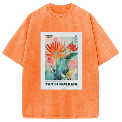 Tokyo-Assassin YAYOI KUSAMA Adult Staple Washed T-Shirt-Tokyo-Assassin