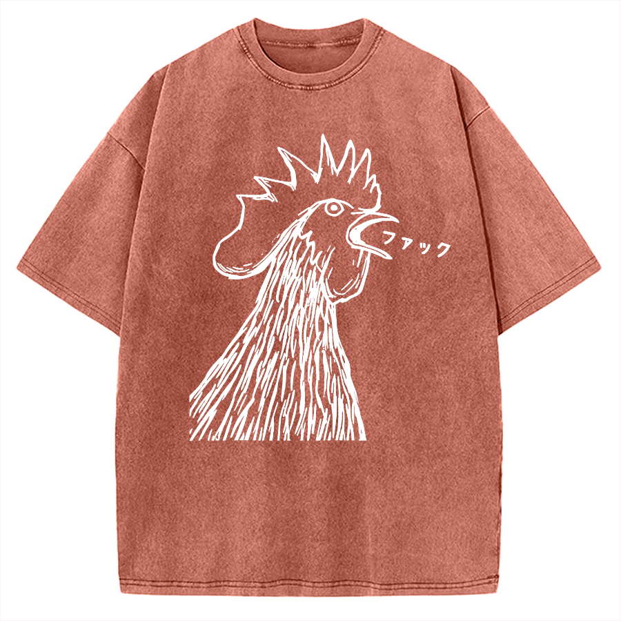 Tokyo-Assassin Funny Dirty Talking Chicken Vintage Washed T-shirt