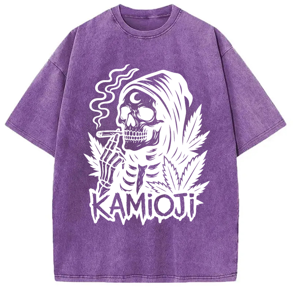 Tokyo-Assassin Stoner Skeleton Witchy Grim Washed T-Shirt-Tokyo Assassin