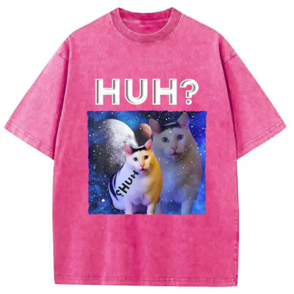 Tokyo-Assassin Funny Meme Huh Cat Washed T-Shirt-Tokyo-Assassin