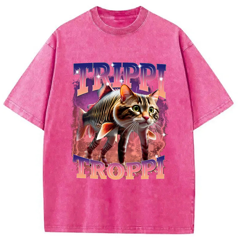 Tokyo-Assassin Trulimero Trulicina Funny Meme Washed T-Shirt-Tokyo-Assassin