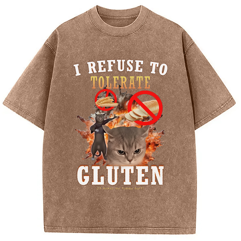 Tokyo-Assassin I Refuse to Tolerate Gluten Washed T-Shirt-Tokyo-Assassin