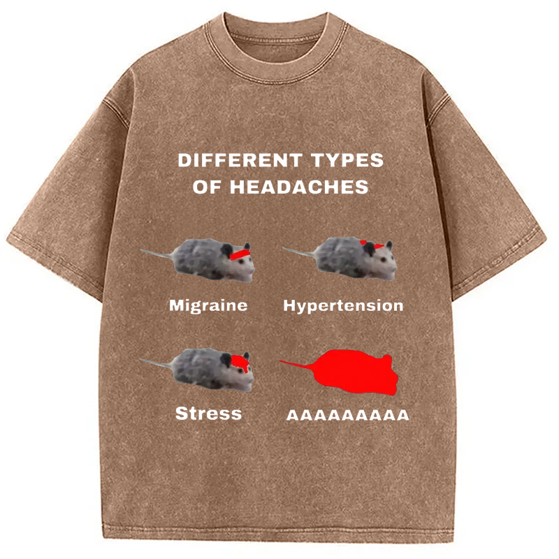 Tokyo-Assassin Different Types Of Headaches Washed T-Shirt-Tokyo Assassin
