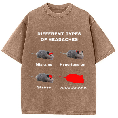 Tokyo-Assassin Different Types Of Headaches Washed T-Shirt-Tokyo Assassin