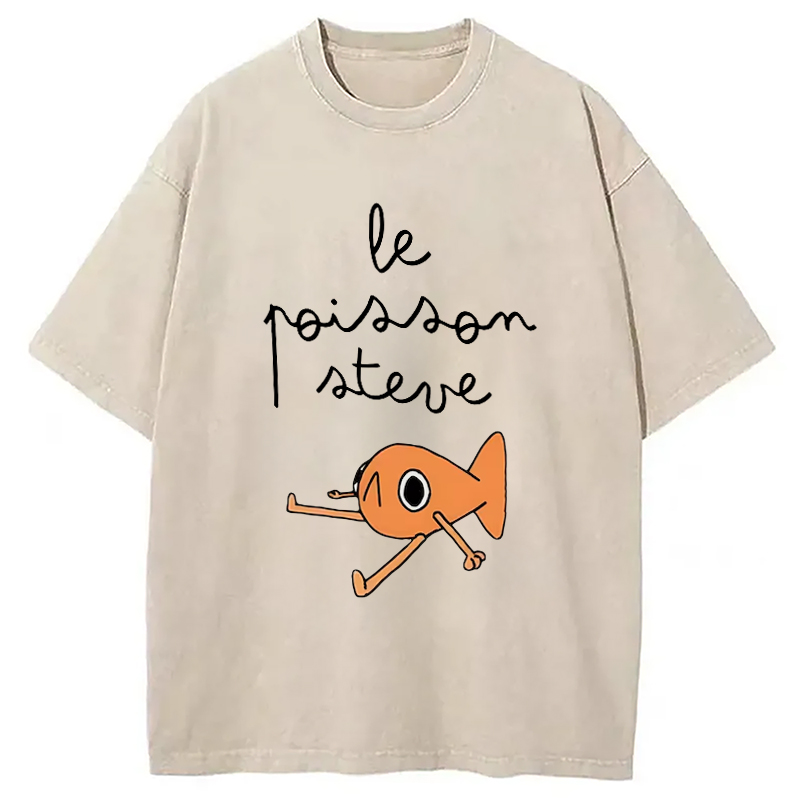 Tokyo-Assassin Le Poisson Steve Funny Meme  Washed T-Shirt-Tokyo-Assassin
