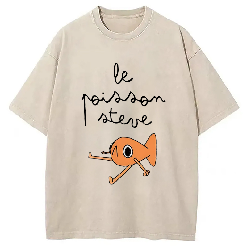 Tokyo-Assassin Le Poisson Steve Funny Meme  Washed T-Shirt-Tokyo-Assassin