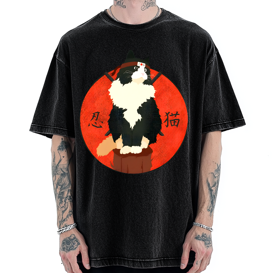 Cute Ninja Cat Vintage Washed T-shirt