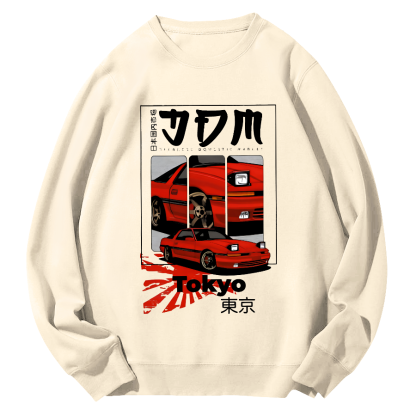 Tokyo Locomotive Market Round Neck Sweatshirt-Zazasy
