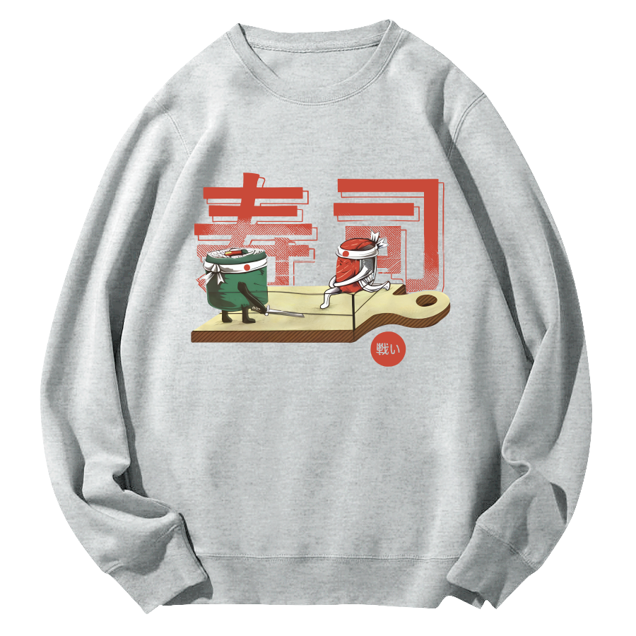 Japanese Sushi Round Neck Sweatshirt-Zazasy
