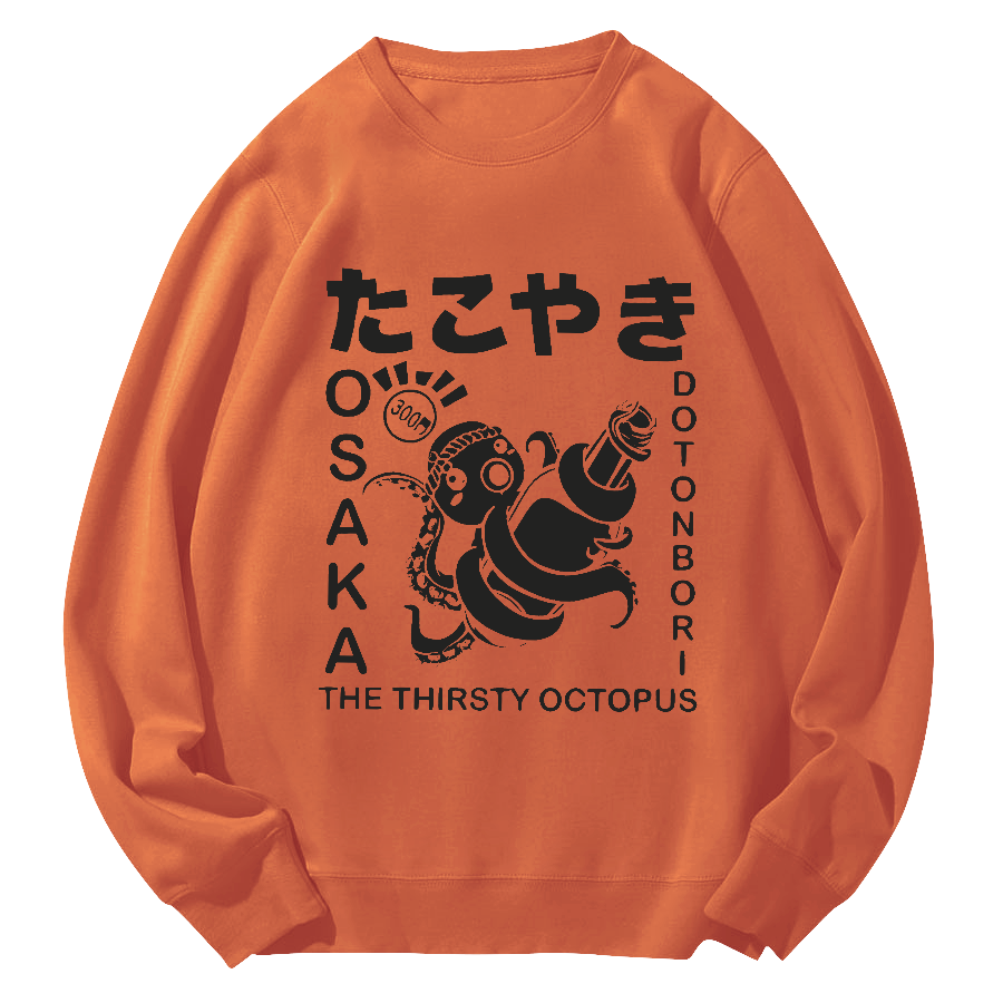 The Thirsty Octopus Round Neck Sweatshirt-Zazasy