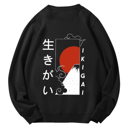 Ukiyo-e Sunrise Round Neck Sweatshirt-Zazasy