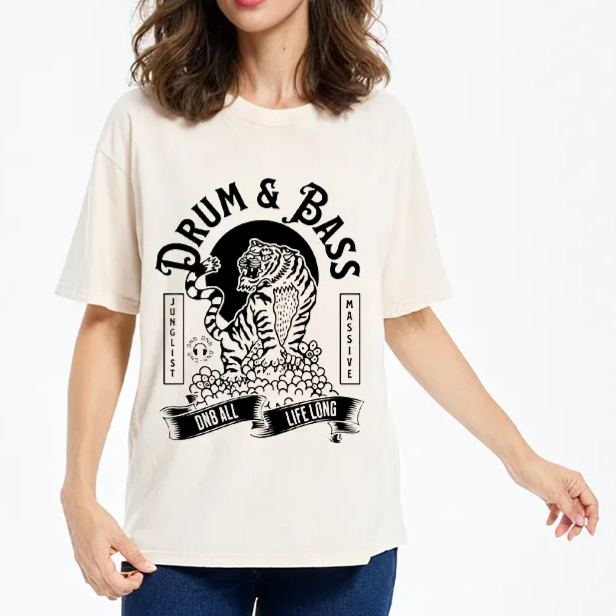 Tokyo-Assassin Drum & Bass Tiger Washed T-Shirt-Tokyo-Assassin