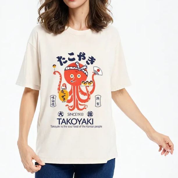 Tokyo-Assassin Delicious Takoyaki Washed T-Shirt-Tokyo Assassin
