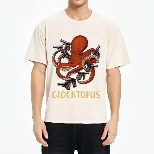 Tokyo-Assassin Octopus Omnidirectional Pistol Washed T-Shirt-Tokyo Assassin