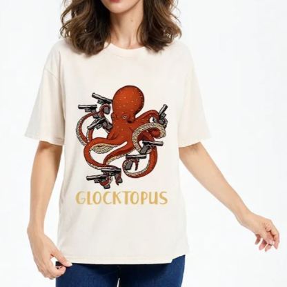 Tokyo-Assassin Octopus Omnidirectional Pistol Washed T-Shirt-Tokyo Assassin