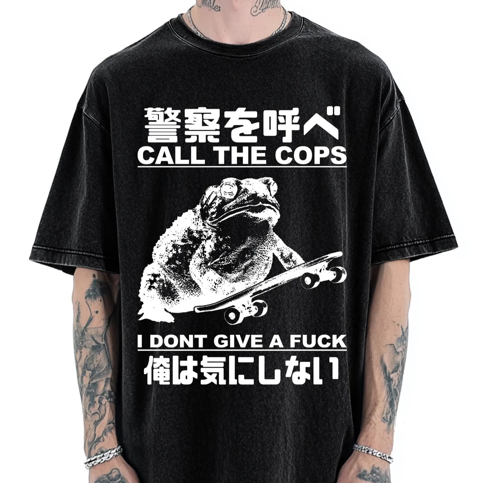 Call The Cops I Don't Give A Fck Funny Vintage Washed T-shirt