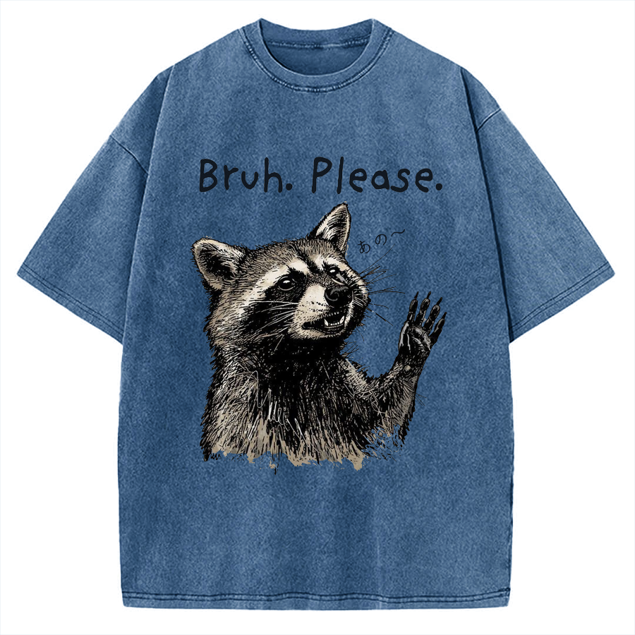 Bruh Please Funny Raccoon Vintage Washed T-shirt