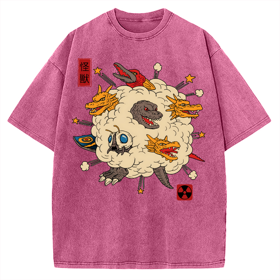 Tokyo-Assassin Monster Fight Vintage Washed T-shirt