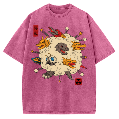 Tokyo-Assassin Monster Fight Vintage Washed T-shirt