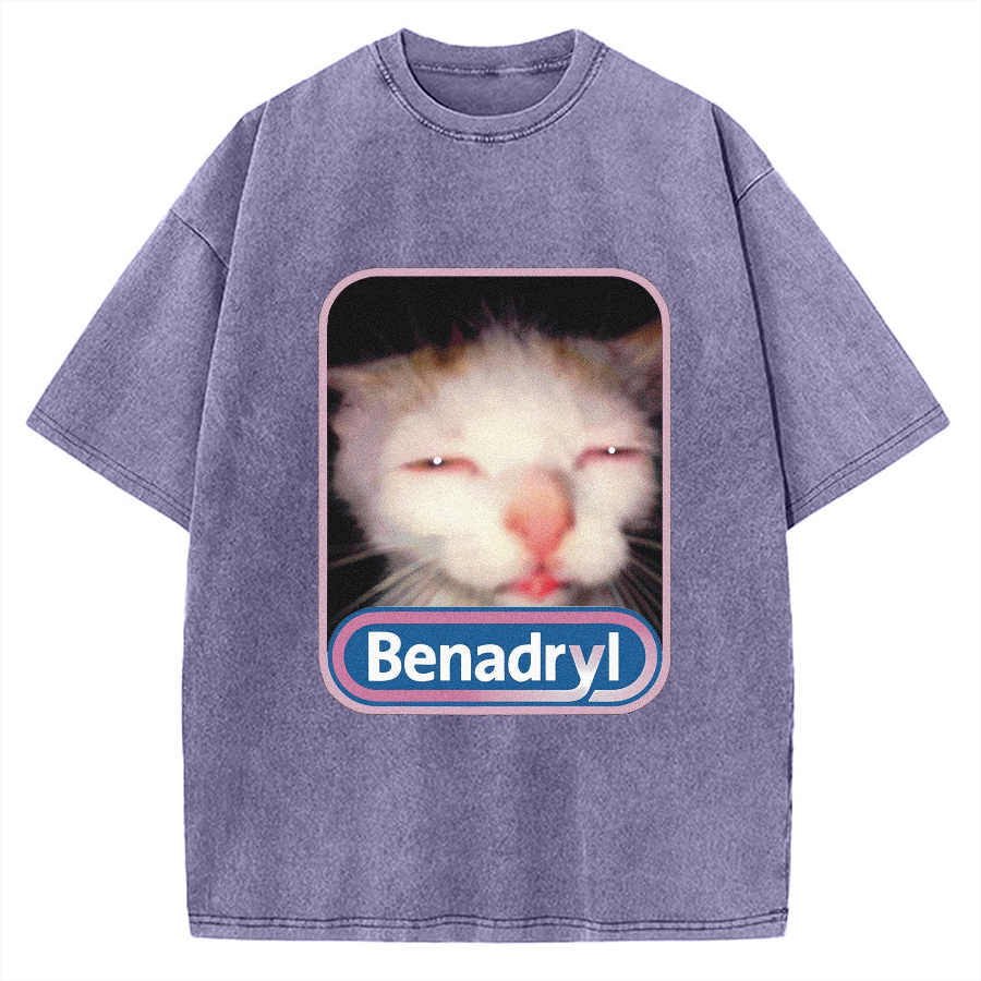 Benadryl Cat Meme Vintage Washed T-shirt