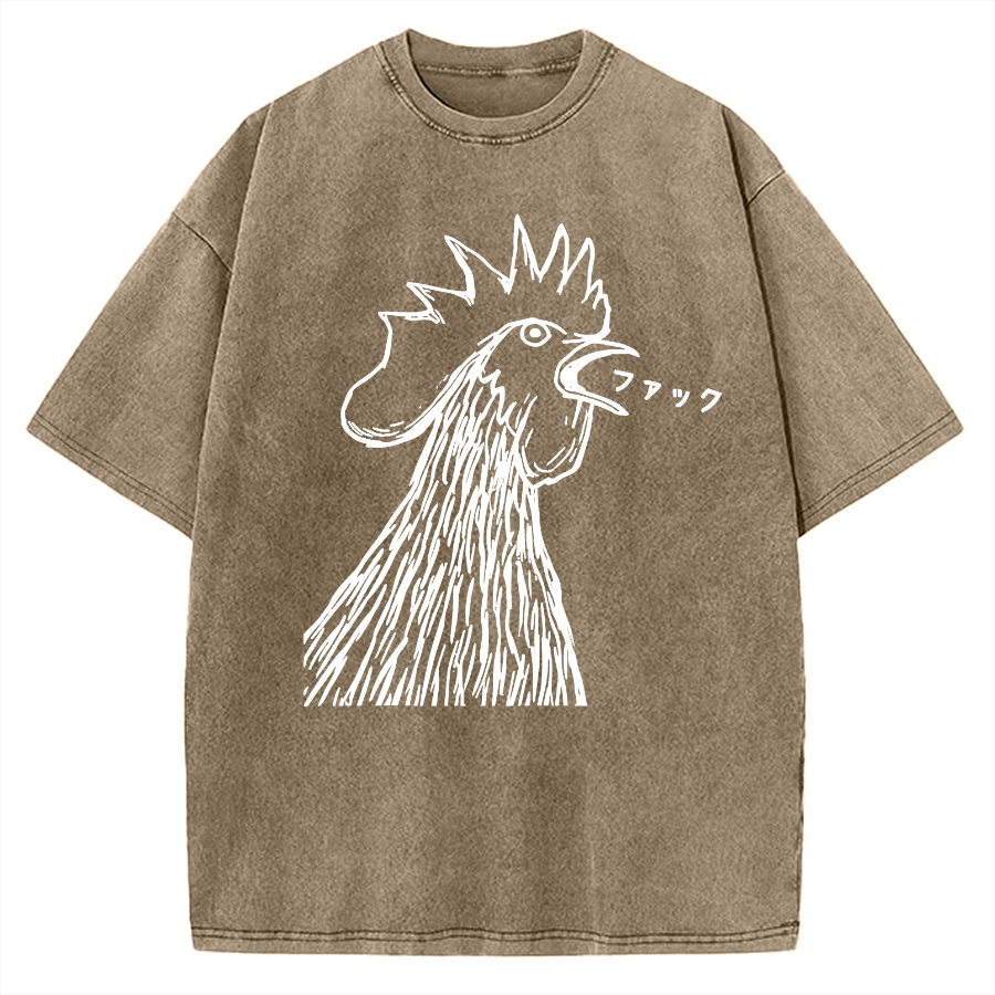 Tokyo-Assassin Funny Dirty Talking Chicken Vintage Washed T-shirt