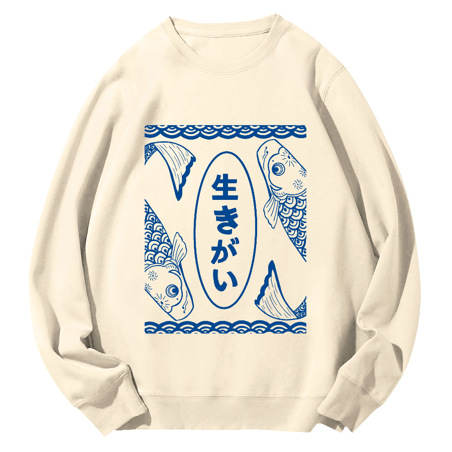 Japanese Seafood Round Neck Sweatshirt-Zazasy