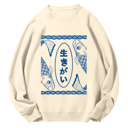 Japanese Seafood Round Neck Sweatshirt-Zazasy