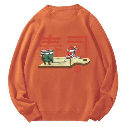 Japanese Sushi Round Neck Sweatshirt-Zazasy
