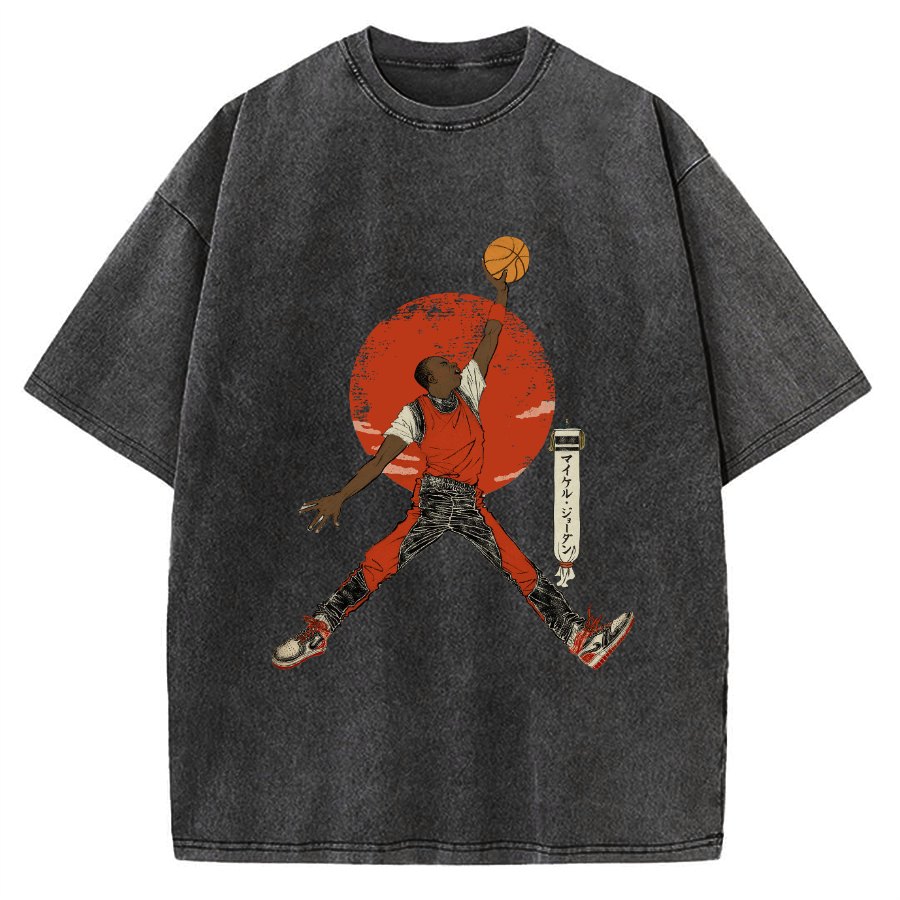 Ukiyo-e Style Basketball Player Michael Vintage Washed T-shirt