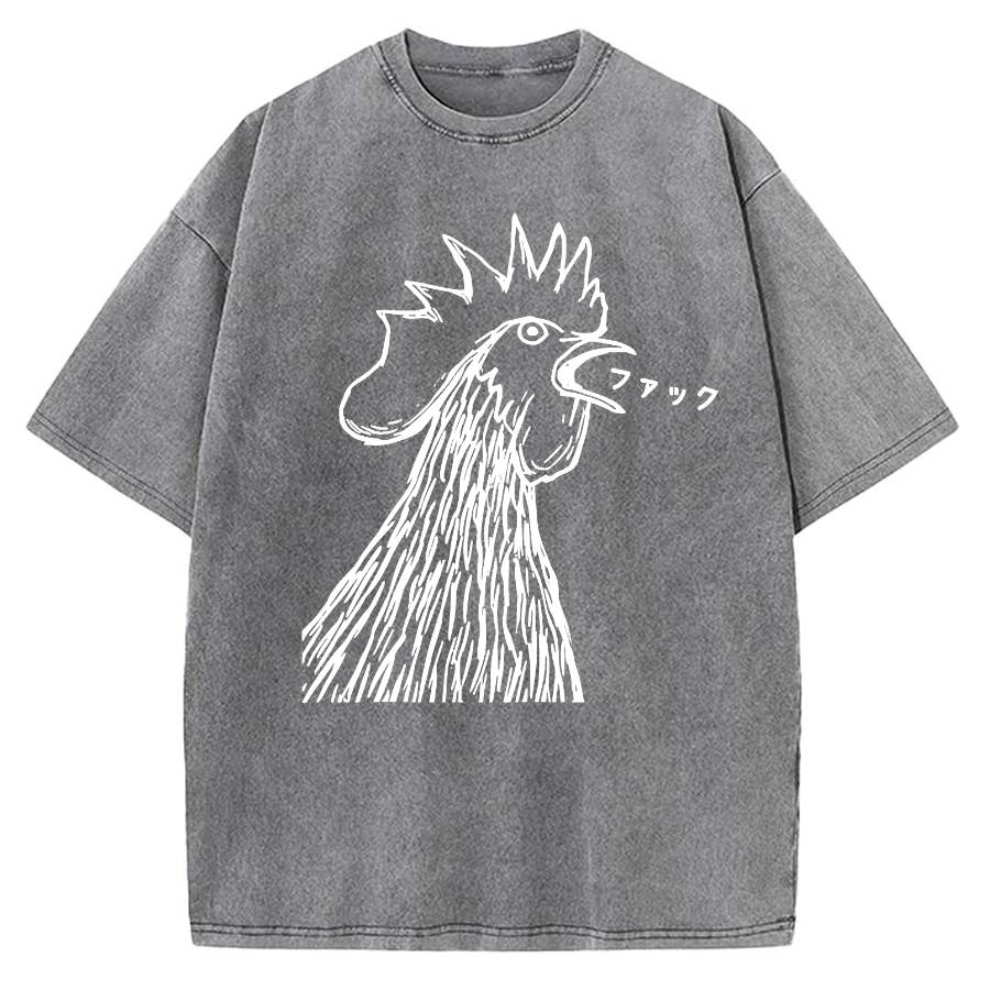 Tokyo-Assassin Funny Dirty Talking Chicken Vintage Washed T-shirt