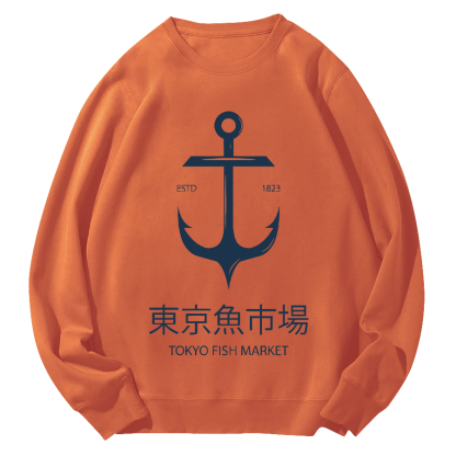 Tokyo Fish Market Round Neck Sweatshirt-Zazasy