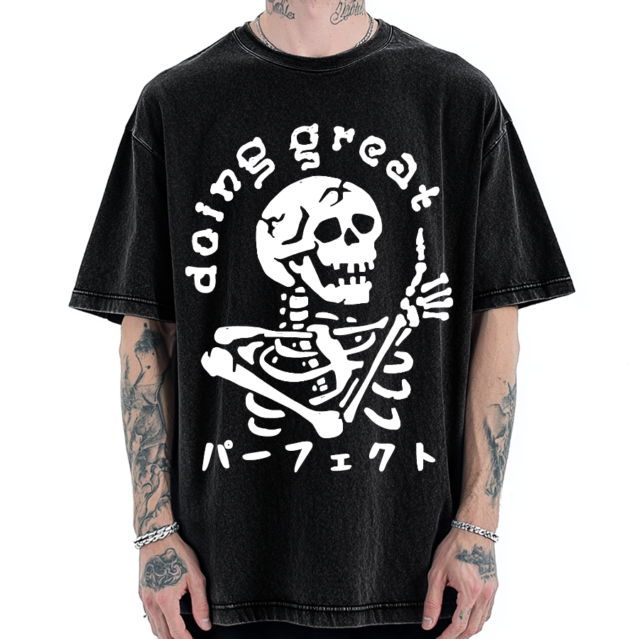 Tokyo-Assassin Encouragement Of The Skeleton Vintage Washed T-shirt