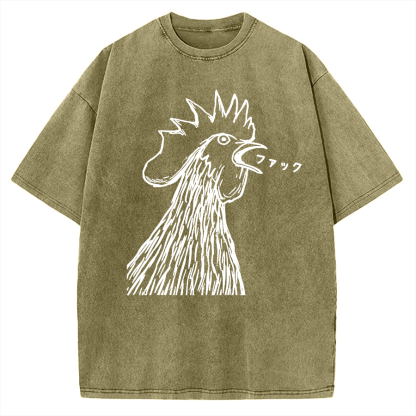 Tokyo-Assassin Funny Dirty Talking Chicken Vintage Washed T-shirt