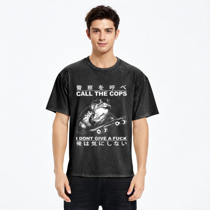 Tokyo-Assassin I Don't Care Washed T-Shirt-Tokyo-Assassin