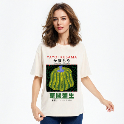 Tokyo-Assassin Artistic Creation Pumpkin Design Washed T-Shirt