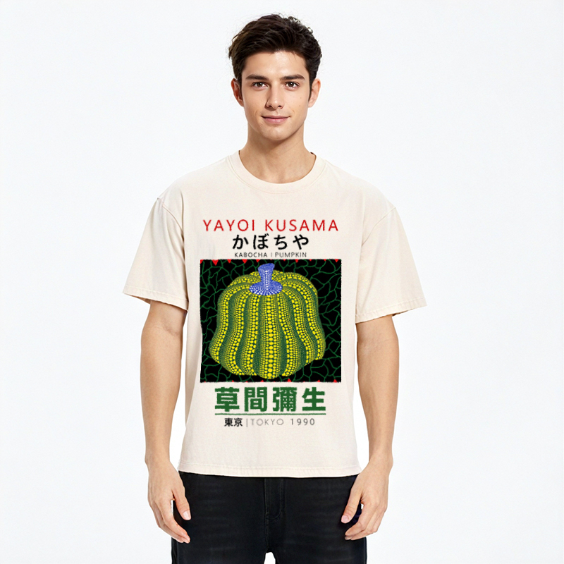 Tokyo-Assassin Artistic Creation Pumpkin Design Washed T-Shirt