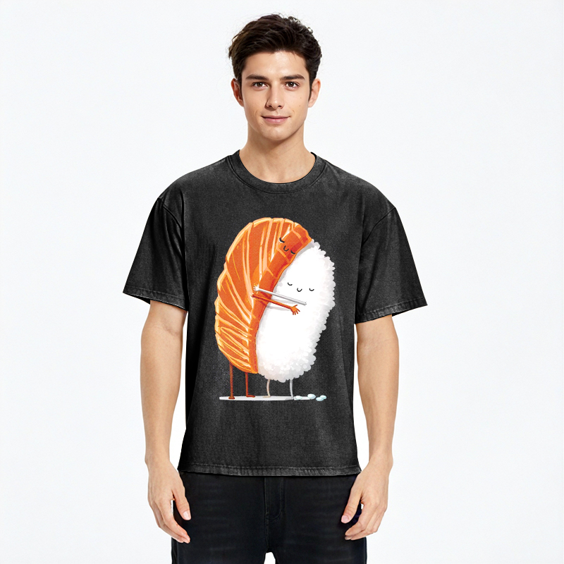 Tokyo-Assassin Sushi Hug Japan Washed T-Shirt-Tokyo-Assassin