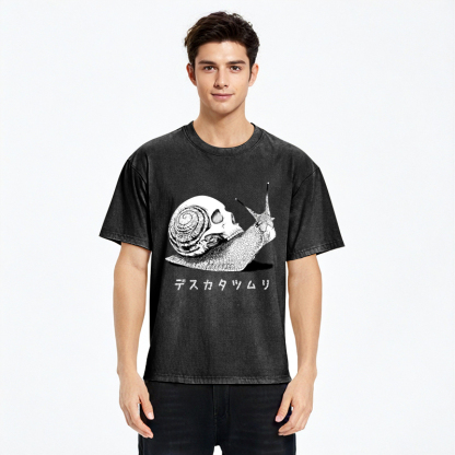 Tokyo-Assassin Death Snail Manga Washed T-Shirt-Tokyo-Assassin