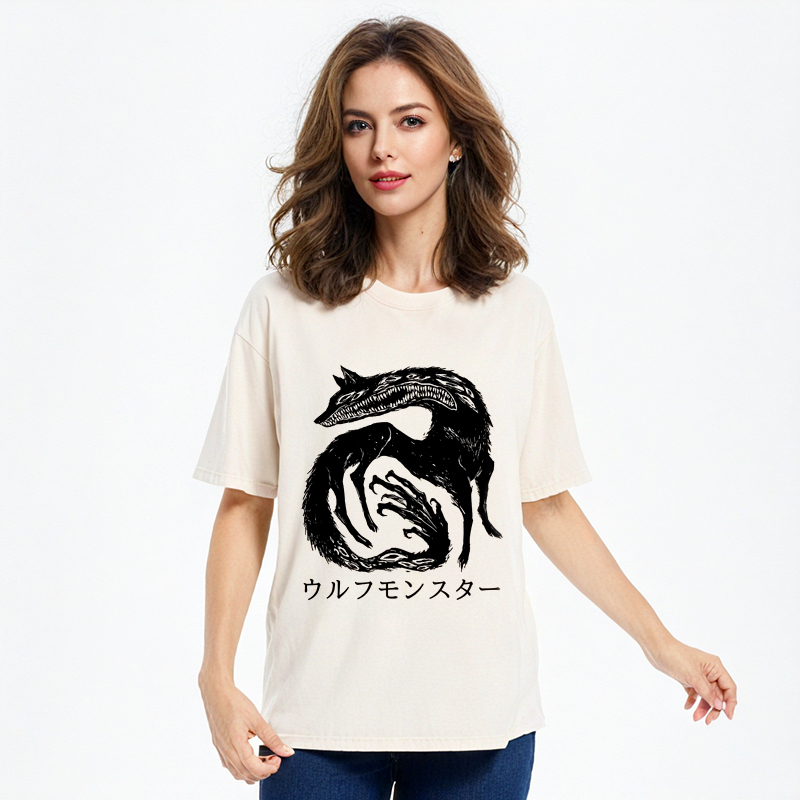 Tokyo-Assassin Wolf Monster Washed T-Shirt-Tokyo-Assassin
