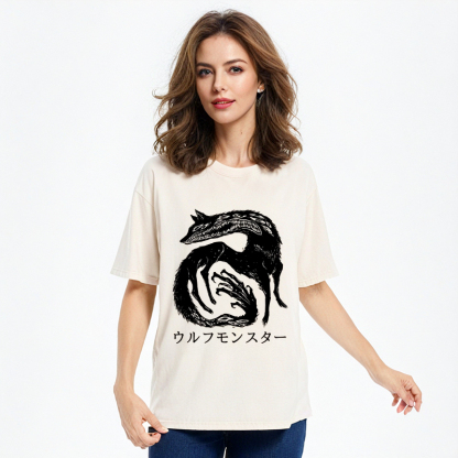 Tokyo-Assassin Wolf Monster Washed T-Shirt-Tokyo-Assassin