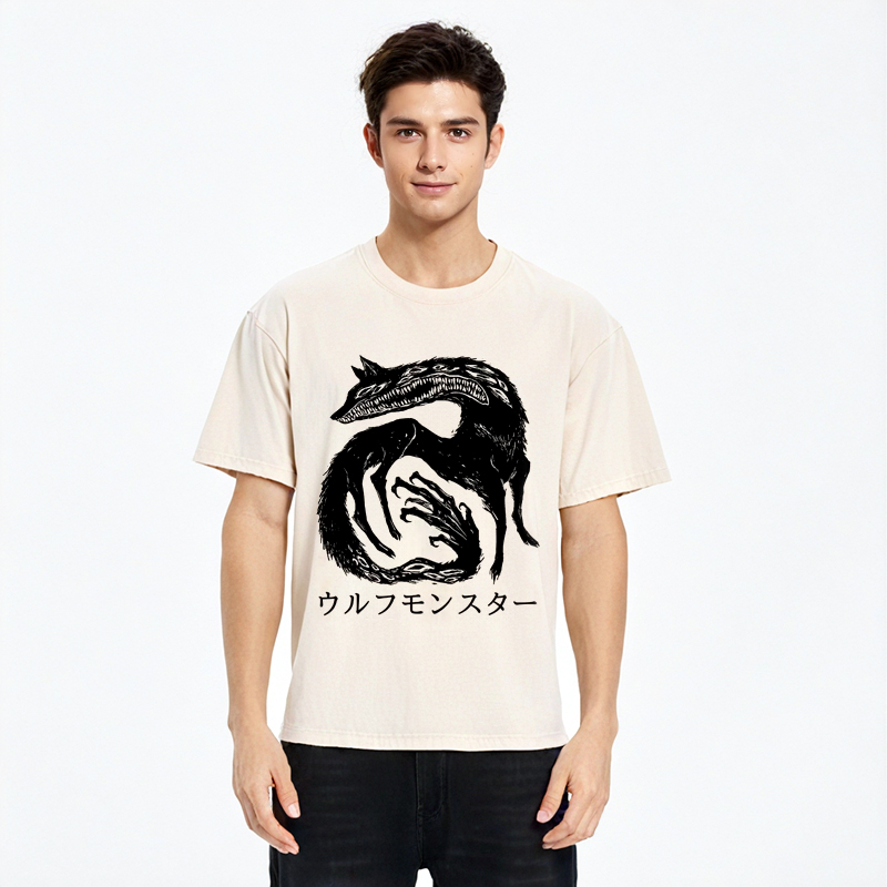 Tokyo-Assassin Wolf Monster Washed T-Shirt-Tokyo-Assassin