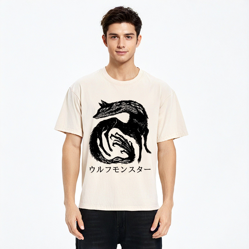 Tokyo-Assassin Wolf Monster Washed T-Shirt-Tokyo-Assassin