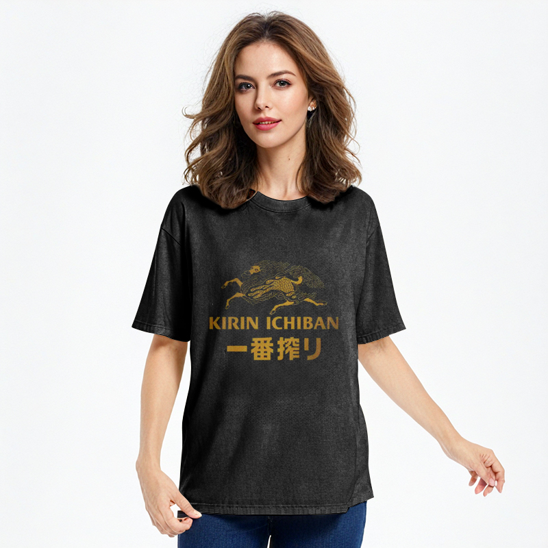 Tokyo-Assassin Japanese Beer Art Print Washed T-Shirt-Tokyo-Assassin