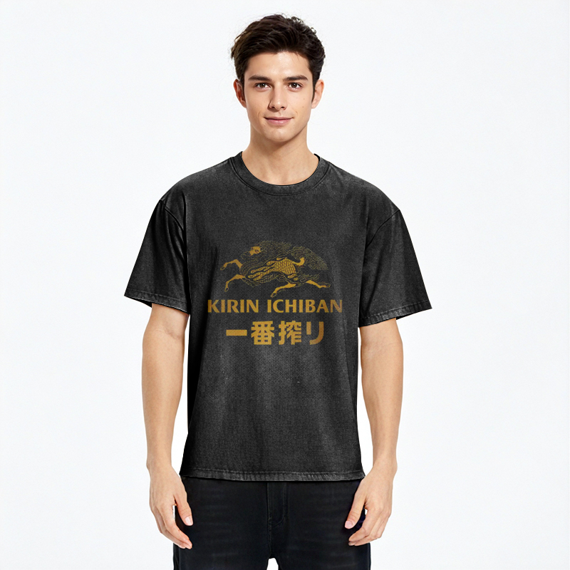 Tokyo-Assassin Japanese Beer Art Print Washed T-Shirt-Tokyo-Assassin