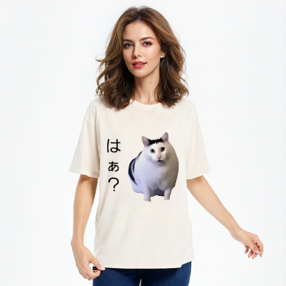 Tokyo-Assassin Suspicious Funny Cat Washed T-Shirt-Tokyo-Assassin