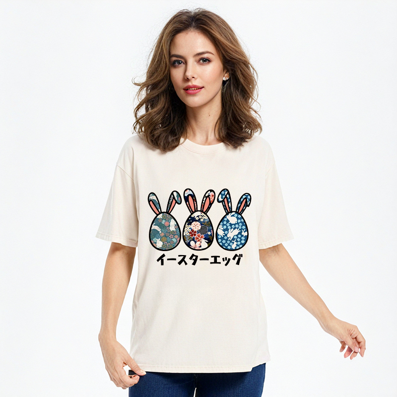 Tokyo-Assassin Cute Easter Egg Washed T-Shirt-Tokyo-Assassin