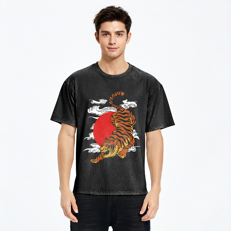 Tokyo-Assassin Japanese Fierce Tiger Washed T-Shirt-Tokyo-Assassin
