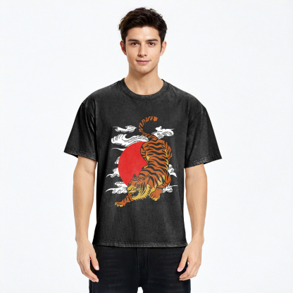 Tokyo-Assassin Japanese Fierce Tiger Washed T-Shirt-Tokyo-Assassin